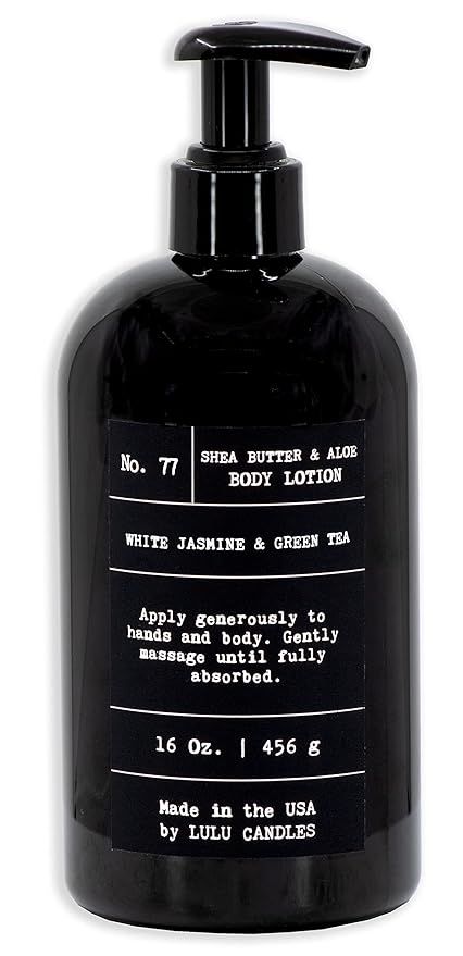 Lulu Candles | White Jasmine & Green Tea | Moisturizing Body Lotion | Soothing Shea Butter & Aloe | Gentle Lotion Nourishes Dry Skin With Moisture, No Paraben, Dye Free, Non-Greasy - 16 Fl. Oz.