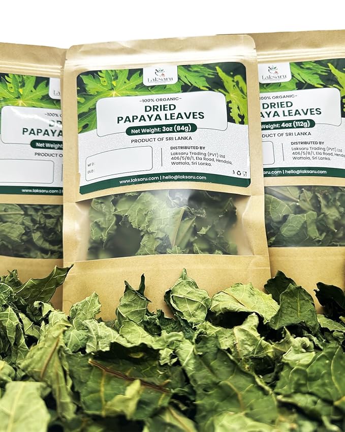Laksaru Premium Dried Papaya Leaves – 1 oz | 28g |100% Natural Herbal Tea for Wellness – All-Natural | Caffeine-Free & Rich in Antioxidants | Product from Sri Lanka