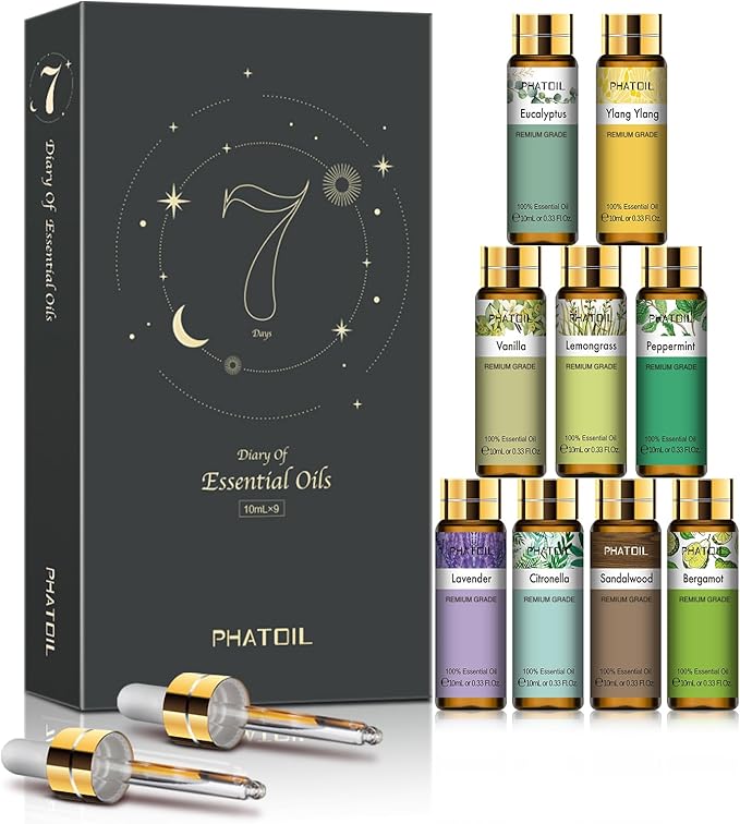9PCS Premium Quality Essential Oils Set for Soap Making Diffusers, 10ml/0.33fl. oz Fragrance Oils, Long Lasting Scents, Ideal Gift Set for Friends and Families
