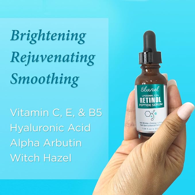 Ebanel Bundle of 2.5% Retinol Serum, Hyaluronic Acid Serum, and Exfoliating Face Scrub Peeling Gel 4.12 Oz