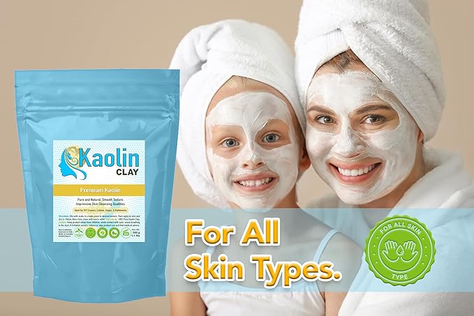 Pure Kaolin Clay - 100% Natural | 1.1 pounds (500g) | Smooth and Silky Texture, Easy Mixing, Perfect for Face, Body, and Bathbombs…