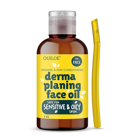 Dermaplaning Kit for Women - Face Shaving Kit with Oil and Tool for Beginners - Safe for Sensitive and Oily Skin - Organic, Lightweight & Non Comedogenic, 2oz