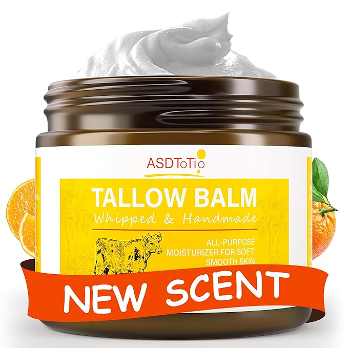 Handmade Whipped Tallow Balm for Skin Care- All Natural Grass Fed Beef Tallow All Purpose Balm,Face and Body Moisturizing Cream, Tallow Balm For Dry Skin- 2 oz