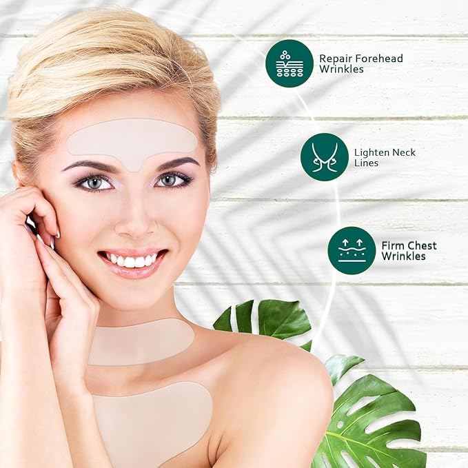 12 Pcs Reusable Silicone Pads for Forehead, Chest & Eye, Anti Wrinkle Patches to Smooth Fine Lines, Chest Wrinkle Pads & Anti Aging Face Silicone Patches for Women