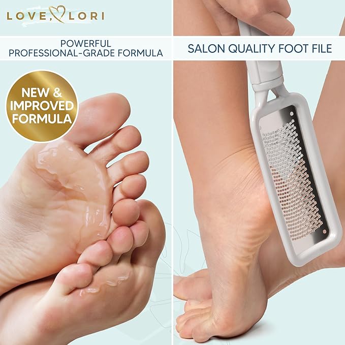 Professional Foot Scrubber Dead Skin Remover Kit - Foot File & Callus Gel Feet Scrubber Scraper Bundle, 6oz