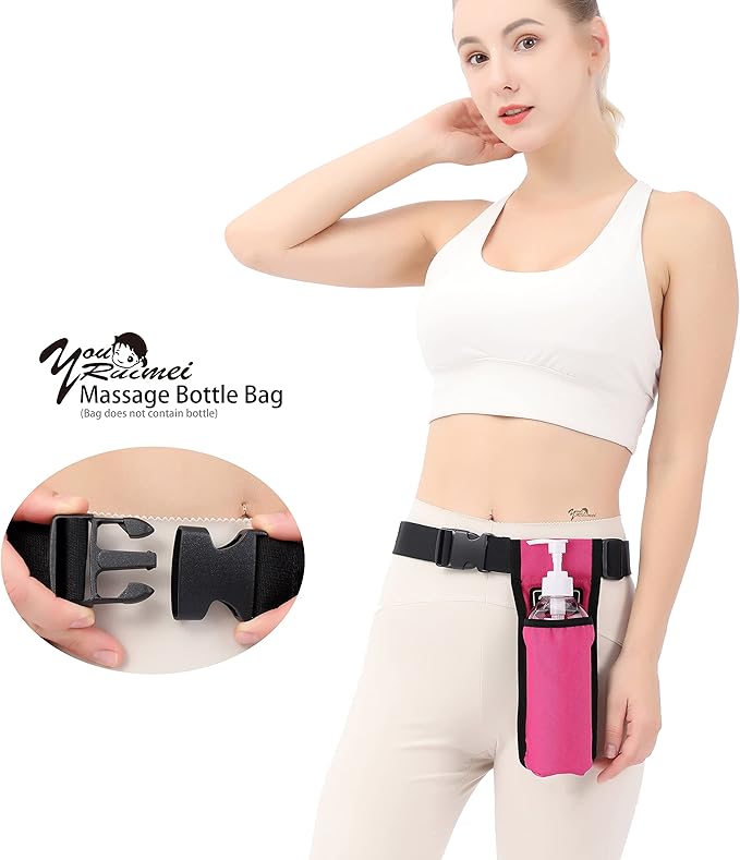 Massage Bottle Bag Massage Therapist Holster Massage Lotion Holster Massage Oil Holster（YR-1KD-Rose Red）