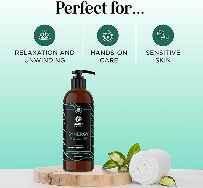 Aromatherapy Massage Oil for Massage Therapy - Refreshing Full Body Massage Oil for Sore Muscles for Pro or Home Use with Relaxing Sweet Almond Oil and Lavender Essential Oil - Non Greasy or Staining