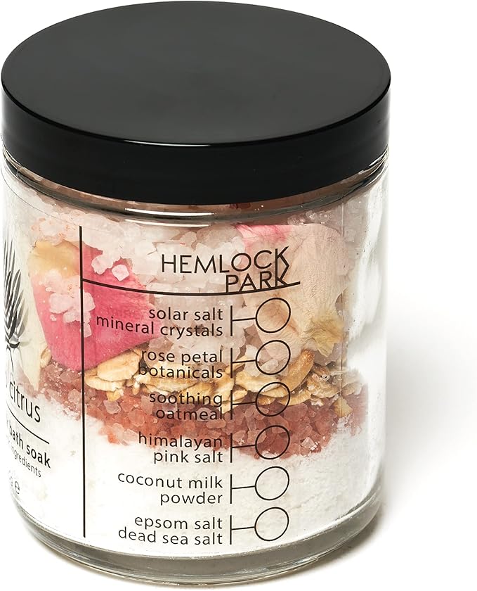 Hemlock Park Lavender Coconut Milk Bath Soak | Organic Coconut Milk, Botanicals, Dead Sea, Epsom, and Himalayan Pink Mineral Salts | 9.5 oz Jar