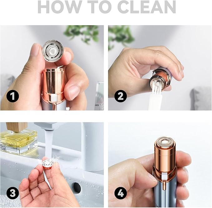 Facial Hair Remover for Women,Painless Hair Shaver Rechargeable with LED Light,Flawless Lady Face Electric Razor,The Great Female Mustache Removal (Rose Gold (with 1 Replacement Heads))