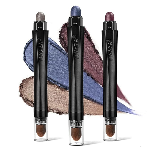 3PCS Cream Eyeshadow Sticks, Neutral Metallic Makeup Pencil For Eyes, Eye Brightener Highlighter, Waterproof & Long Lasting Eye Shadow Stick And Eyeliner Set