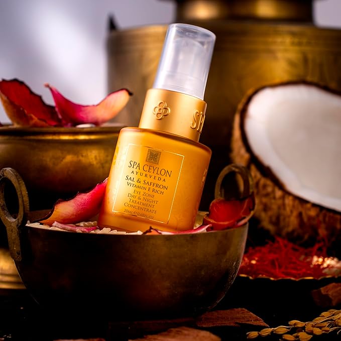 SPA CEYLON Sal & Saffron Eye Zone Treatment Concentrate | Vitamin E Rich for Day & Night with Hyaluronic Acid | Minimizes Discolorations & Puffiness