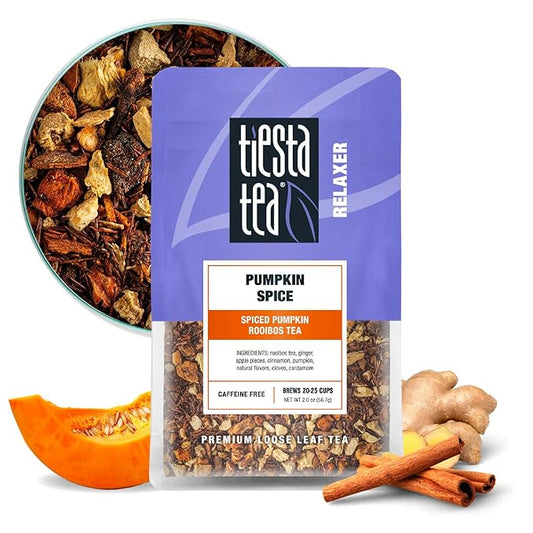 Tiesta Tea - Pumpkin Spice Rooibos Tea | Loose Leaf | Premium Blend | Non-Caffeinated Herbal Infusion | Make Hot or Iced & Up to 25 Cups | 2oz Resealable Pouch