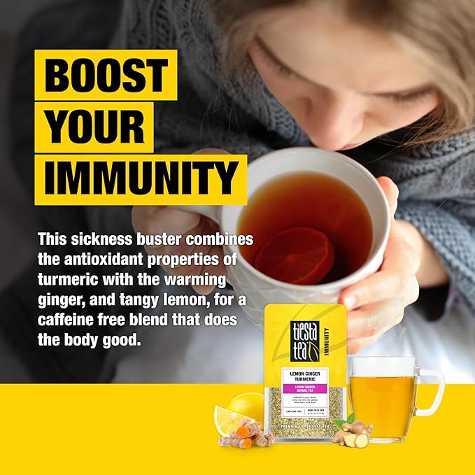 Tiesta Tea - Lemon Ginger Turmeric | Loose Leaf | Lemon Ginger Herbal Tea | Premium Blend | Non Caffeinated Herbal | Make Hot or Iced Brews Up to 25 Cups | 2.5 Ounce Resealable Pouch