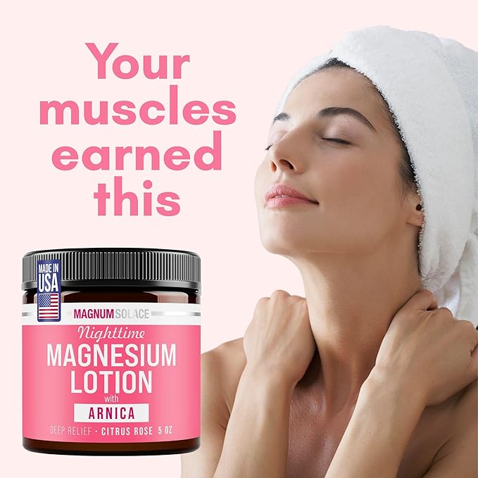 Nighttime Magnesium Lotion with Arnica – Soothing Relief & Relaxation, Highly Concentrated Magnesium for Muscles & Joints – Apply to Legs or Feet Before Bed – Skin-Friendly