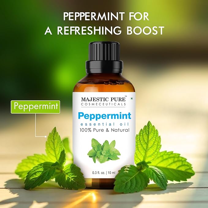 Majestic Pure Peppermint Essential Oil - 100% Pure Peppermint Oil for Aromatherapy, Massage & Topical Uses, Perfect for Diffuser & Essential Oil Diffuser - 0.33 fl. oz