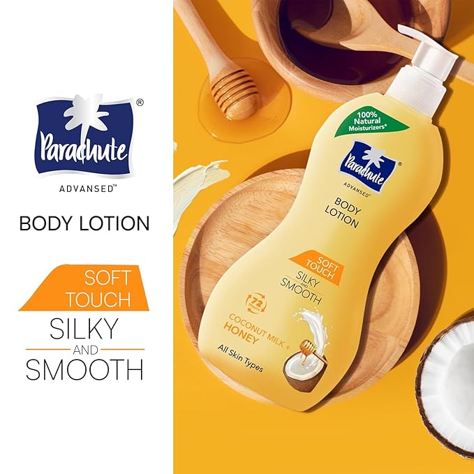 Parachute Advansed Soft Touch Body Lotion with Pure Coconut Milk & Honey |For Women & Men | All Skin types | 100% Natural, 72h Moisturisation | 13.5 Fl.oz.