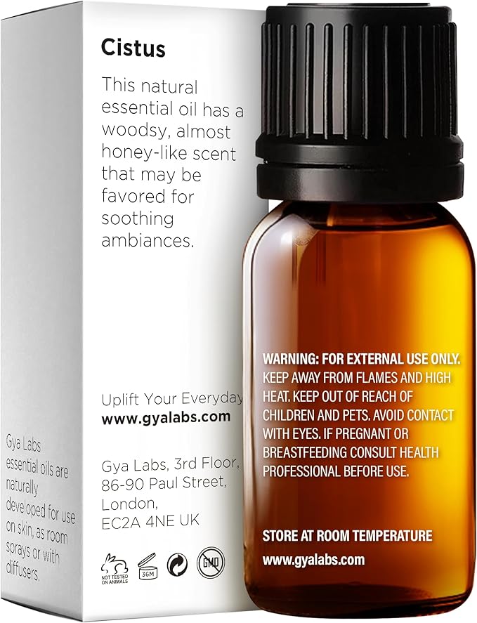 Gya Labs Cistus Essential Oil for Hair - 0.34 Fl Oz - 100% Pure Natural Cistus Oil for Diffuser, Skin, Aromatherapy, Candles & Soaps Making - Balsamic, Woody Scent