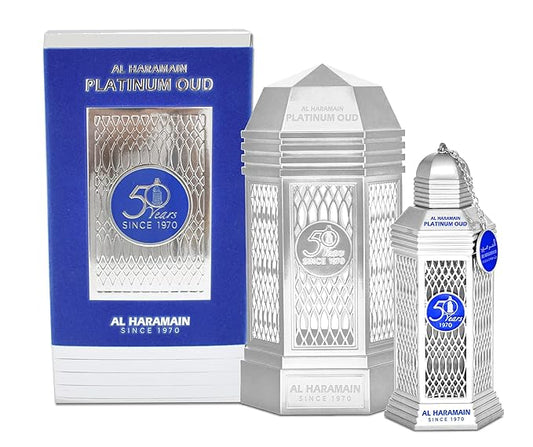 Al Haramain Platinum Oud - Perfume for Women and Men - Exquisite Amber Perfume - Exotic Burst of Cardamom, Vetiver, and Tonka Bean - 3.4 oz EDP Spray