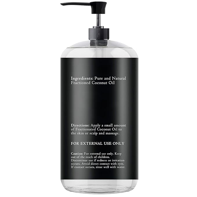 Fractionated Coconut Oil - Body & Hair Carrier Oil, 16.9 Fl Oz (500ML), No Scent