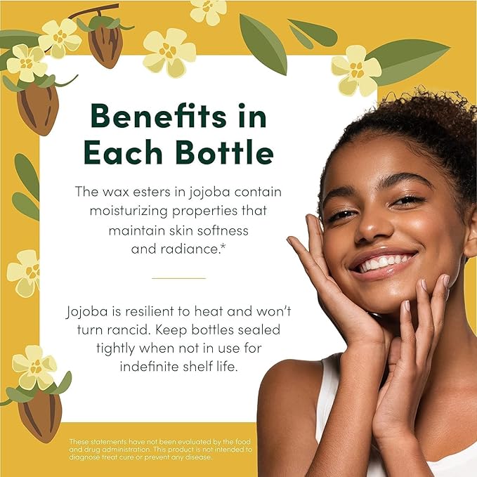 HobaCare 100% Pure, Unrefined Jojoba Oil for Skin & Nails - Moisturizing Body Oil & Face Moisturizer for Dry Skin - Natural Treatment for Hair & Beard Care (128 fl oz)