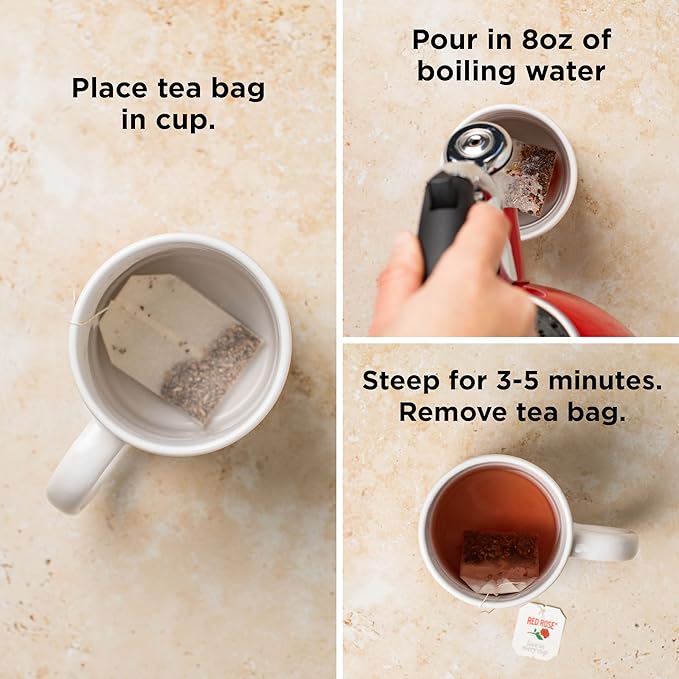 Red Rose Sweet Temptations Dessert Tea Variety Pack Fall Flavors, Zero Sugar, Caffeine-Free Flavored Delicious Beverage Herbal Tea, 18 Count Pack of 4 Fruit Naturally Flavored Black Tea