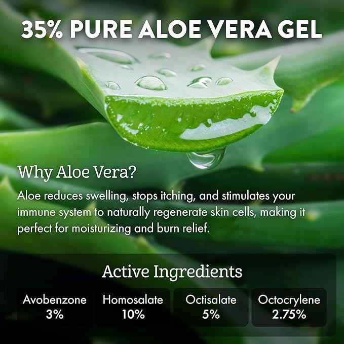 Aloe Up Sport Continuous Spray Sunscreen SPF 30 - Broad Spectrum UVA/UVB Sunscreen Protector for Face and Body - With Aloe Vera Gel - Fast Absorbing Sheer Formula - Reef Safe - Fragrance-Free - 6 Oz