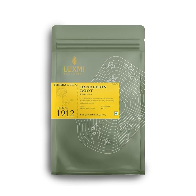 Luxmi Estates - Pure Dandelion Herbal - Organic Dandelion Tea - 50 Tea Bags | With Pure Dandelion Root | Single Ingredient | Great for Detox