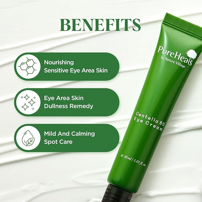 Pureheal's Centella 80 Eye Cream, Light Texture Eye Cream, Nourishing Eyezone, Centella Asiatica 80% Extract, 30ml (1.01 Fl Oz)