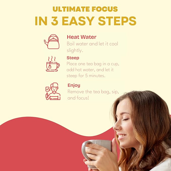 Fokus – Apple Focus & Memory Tea – Organic Brain-Boosting Herbal Blend with Ginkgo Biloba, Gotu Kola, Reishi & Ashwagandha – Crisp Apple Flavor – Caffeine-Free Tea for Mental Clarity, Concentration & Calm Energy – 30 Sachets