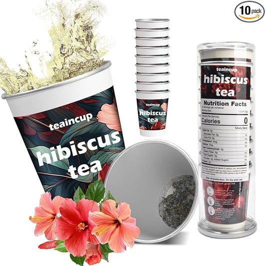 Organic Tea Sampler – 10 Eco-Friendly Tea Cups for Hot or Iced Teas, Premium Loose Leaf Teas Variety Pack – Jasmine, Chamomile, Hibiscus, Lemon Balm, Green Tea