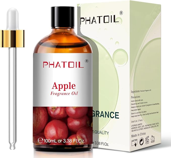 3.38FL.OZ Apple Fragrance Oils for Aromatherapy, Essential Oils for Diffusers for Home, Perfect for Diffuser, Yoga, Skin Care, DIY Candle and Soap Making - 100ml