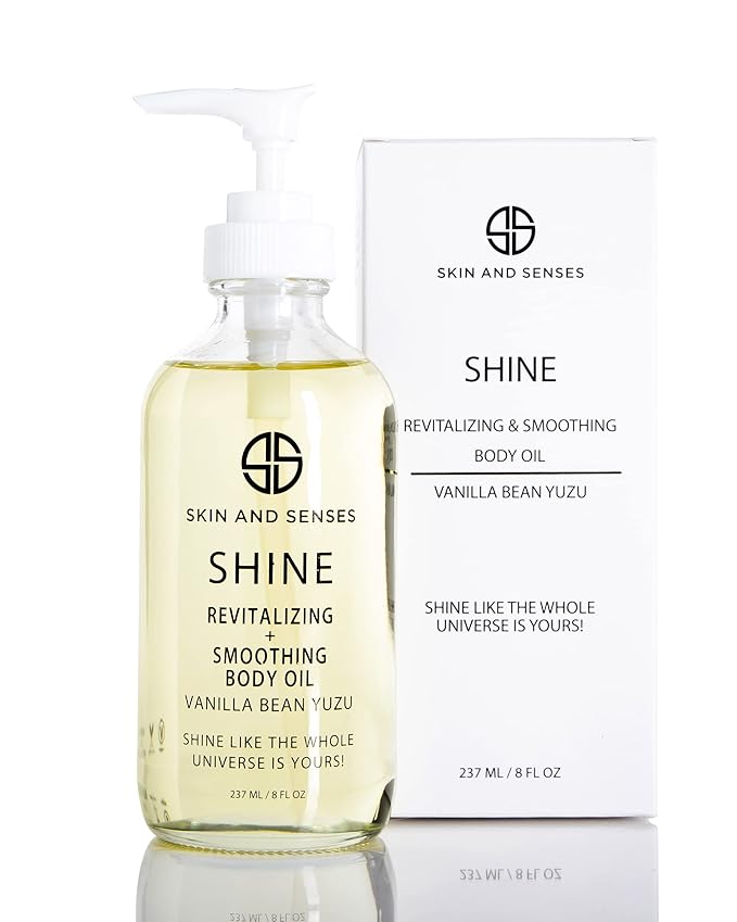 Shine Revitalizing & Smoothing Body Oil Vanilla Bean Yuzu –100% Natural, plant-based ingredients Loaded with an Organic blend of Healing Oils and Vitamin E, that deeply soothe, restore