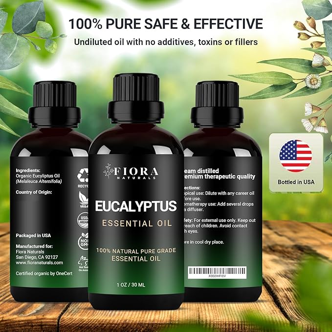 Eucalyptus Essential Oil - 100% Pure Eucalyptus Oil for Diffuser, Humidifier, Sinus, Cold, and Aromatherapy - Natural Eucalyptus Oil for Skin, Hair, Scalp and Massage