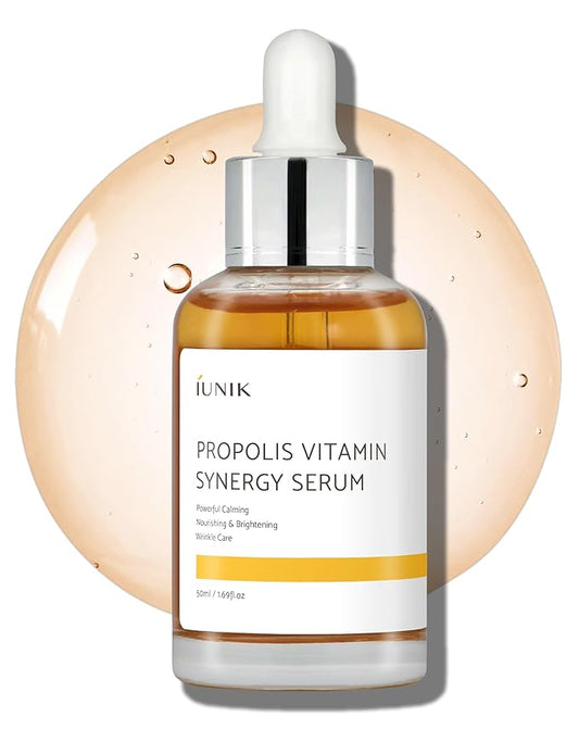 IUNIK Propolis 70% Vitamins 17% Synergy Serum - Centella Asiatica Calming Soothing Deep Nourishing for Dry Dull Spot Hyperpigmentation Sensitive Acne-prone Skin No Pore Clogging Korean Skincare