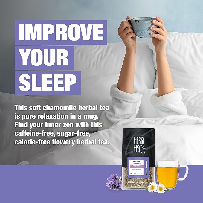 Tiesta Tea - Lavender Chamomile Herbal Tea | Loose Leaf | Calming Blend with Chamomile and Lavender | Caffeine-Free Herbal | Great for Hot or Iced Brews | Resealable Bulk Pouch, 200 Cups | 8 Ounce