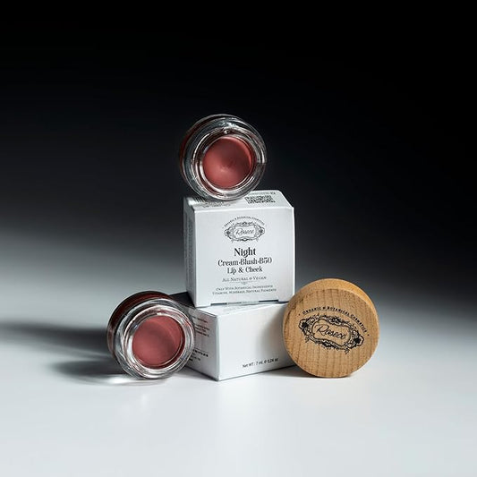 2-in-1 Cream Cheek Blush + Lip Color | Natural Mineral pigment | Soft Lips with natural oils and Vitamin E | 100% Plant ingredients, Vegan (Burgundy/Matte-Night, 0.25fl oz)