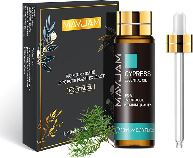 Cypress Essential Oil, MAYJAM 10ML/0.33FL.OZ Premium Cypress Oils for Soap Candle Making, Diffuser, Bedroom, Living Room, Office