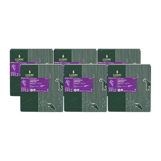 Luxmi Estates Valerian Dream Night Time Herbal 90 Teabags (15 x 6) | with Chamomile, Lavender & Valerian Root | USDA Organic, Non-GMO, Caffeine Free | Individually packed