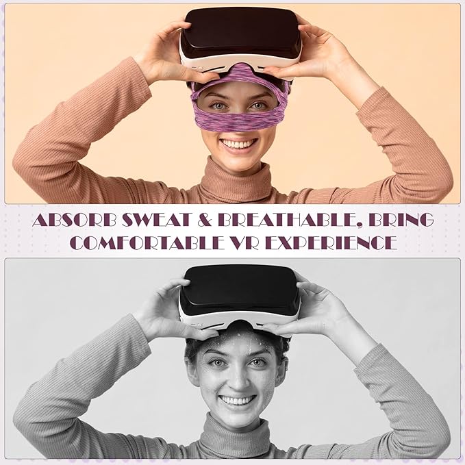 3 Pcs Adjustable VR Eye Mask Breathable VR Sweat Band Eye Face Cover Breathable Sweat Mask Comfortable VR Eye Mask Cover Face Dry Cool VR Sweat Band for Any Head Size Most VR Devices