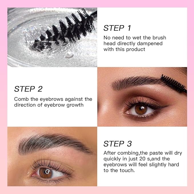 USHAS Eyebrow Gel for Eyebrow Styling Waterproof And Sweat-Proof Clear brow Gel, Long-Lasting Eyebrow Wax Kit for Eyebrow Freeze, Quick-drying & Natural Shape