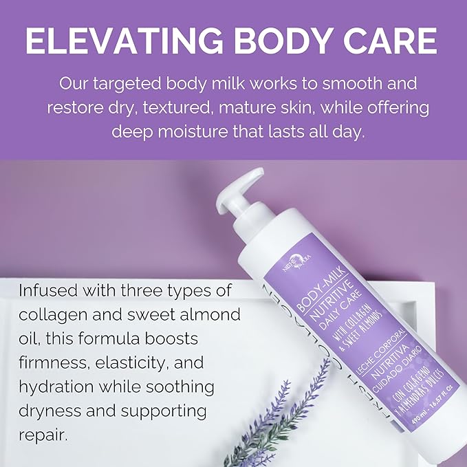 Noche Y Dia Fresh Collagen Body Milk - Moisturizing and Firming Lotion for Dry Skin with Lactic Acid & Glycine - 500mL (16.57 fl oz)