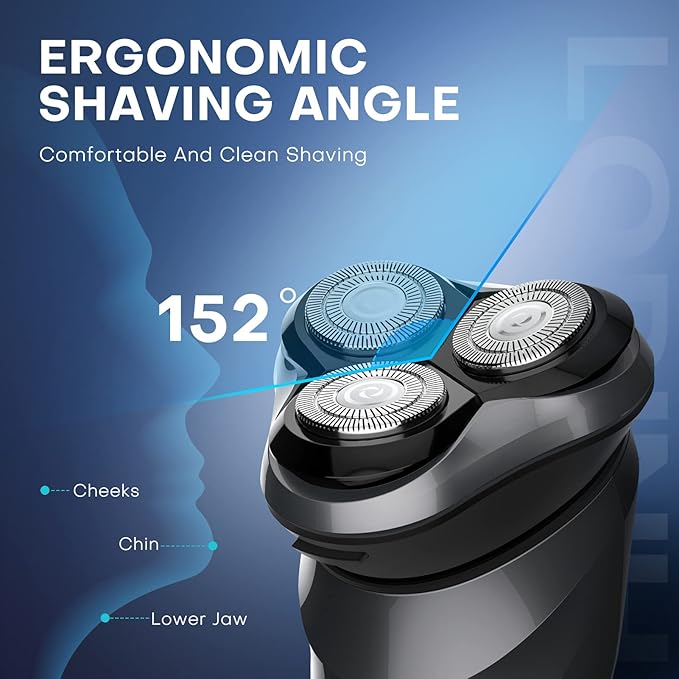 Electric Shaver for Men, 100% Washable Rechargeable Waterproof Electric Razor Wet & Dry Shaving with Pop-up Trimmer, 1 Hour Fast Charging, 4D Floating Head, LCD Power Indicator