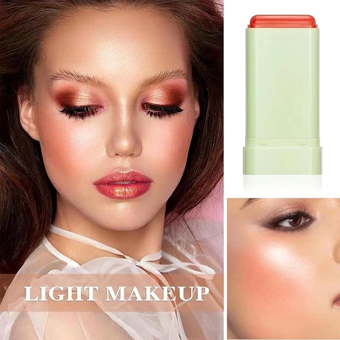 Cream Blush Stick with Brush, Waterproof Opaque Pink Stick Makeup, Full Coverage, Suitable for All Skin, 1.0 Count