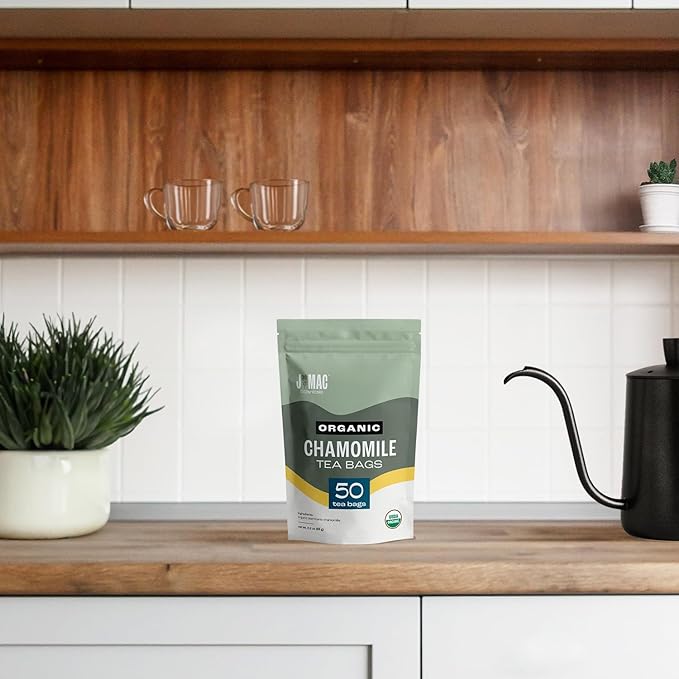 J MAC BOTANICALS Organic Chamomile Tea Bags (50 Count) - Certified by Organic Certifiers, Inc. - Quality Tea From Nile Valley, Egypt, Packaged in the USA