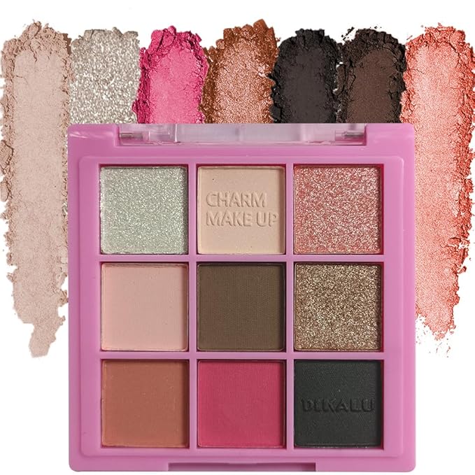 Eyeshadow Palette Makeup- 9 Colors Pink Bown Black Smoking Eyeshadow Palette Matte Shimmer Eye Shadow palettes Highly Pigmented Naturing-Looking Long Lasting (19#)