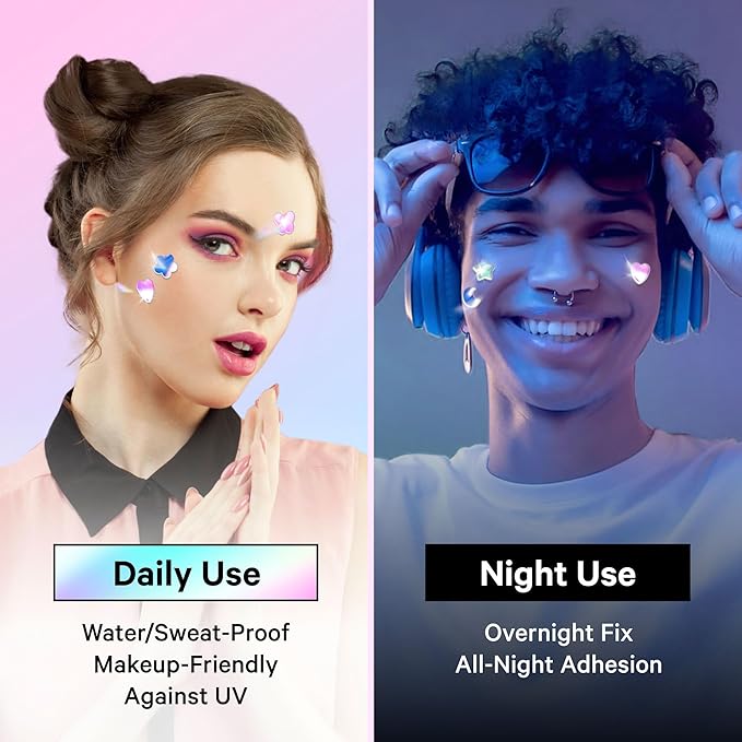 Sosky Hologram Pimple Patches for Face, Hydrocolloid Acne Patches with Salicylic Acid, Cute Star Zit Stickers,Colorful Blemish Covers,36 Count Blue Pink Star Heart Moon