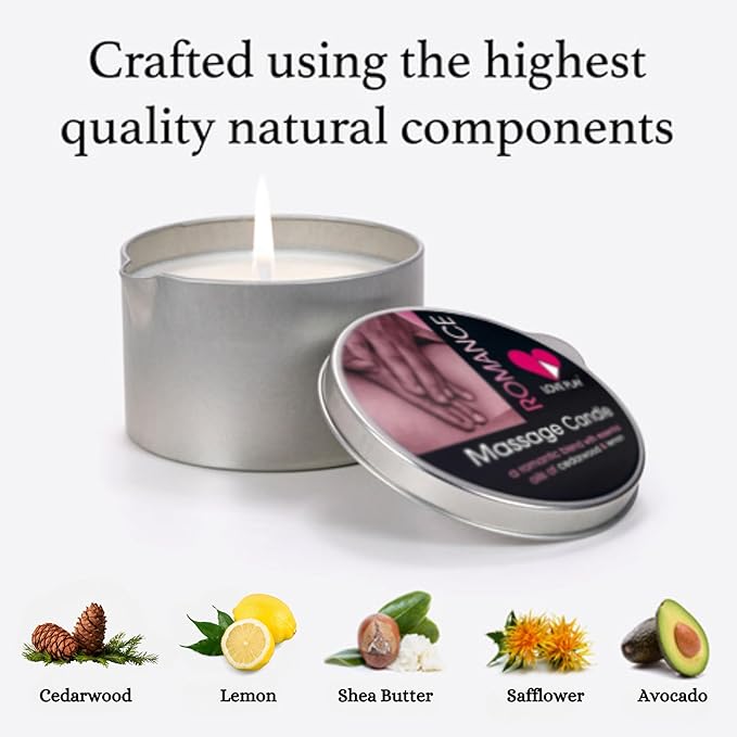 LOVE PLAY Set Massage Oil & Body Oil Set with a Blend of Cedarwood & Lemon Essential Oils – Relaxing Aromatherapy for Skin & Body Care