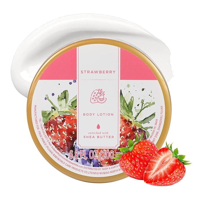 Princess Belle Strawberry Body Lotion, Shea Butter Lotion for Women and Men Dry Skin, Deep Moisturizing, Hydrating and Softening, Smell Good, 200ml(6.8floz)