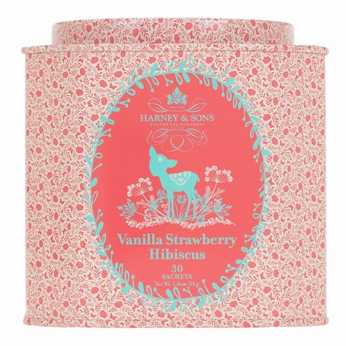 Harney & Sons Organic Vanilla Strawberry Hibiscus Tea | 30ct sachet tin