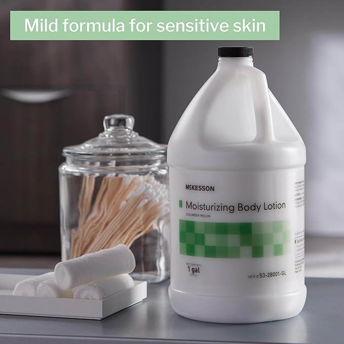 McKesson Moisturizing Hand and Body Lotion, 1 Gallon [Pack of 4] Bulk, Refill, For Dry, Crack, Sensitive Skin, Cucumber Melon Scent